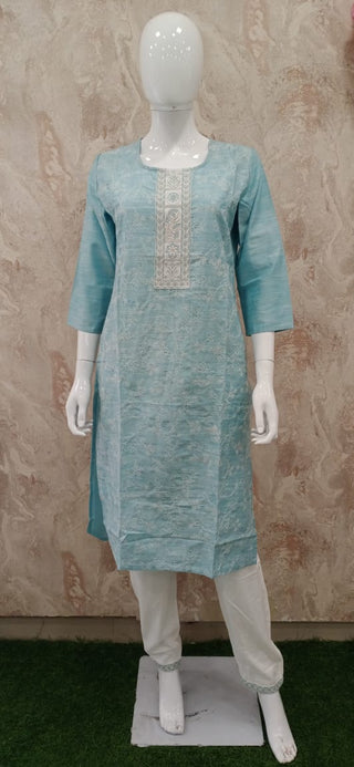 Light blue straight Kurta with Pants