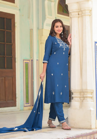 Blue Straight Kurta Set