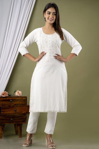 Cotton Straight Kurta with Pants