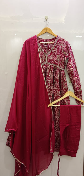 Alia maroon muslin kurta set