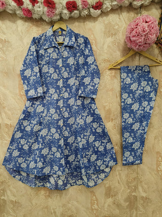 Blue Cotton 2 piece Set