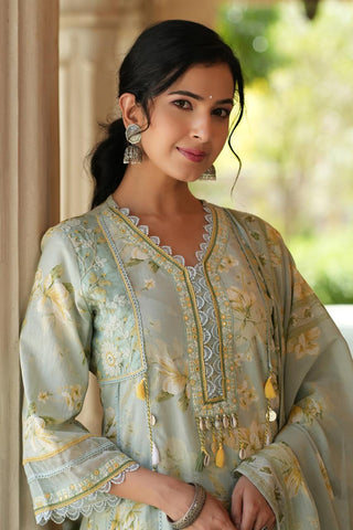 Light green A line kurta set